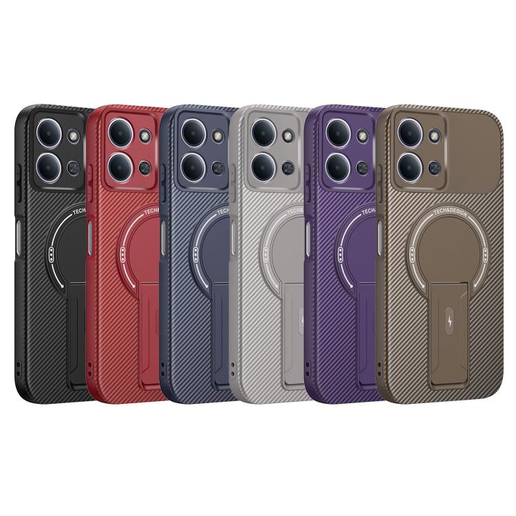 For Redmi 15C 5G / 4G Global 171mm Carbon Fiber Texture MagSafe Phone Case with Holder