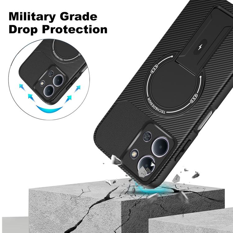For Redmi 15C 5G / 4G Global 171mm Carbon Fiber Texture MagSafe Phone Case with Holder