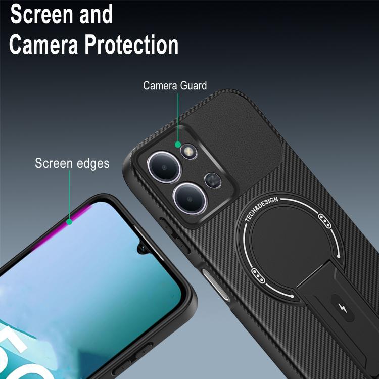 For Redmi 15C 5G / 4G Global 171mm Carbon Fiber Texture MagSafe Phone Case with Holder