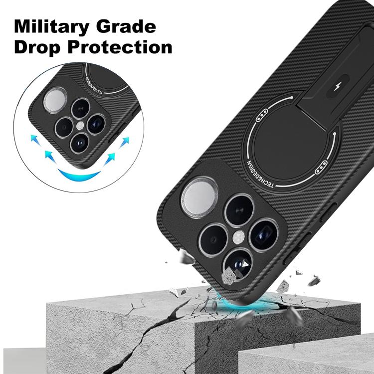 For Redmi K90 Pro Max / Poco F8 Ultra Carbon Fiber Texture MagSafe Phone Case with Holder