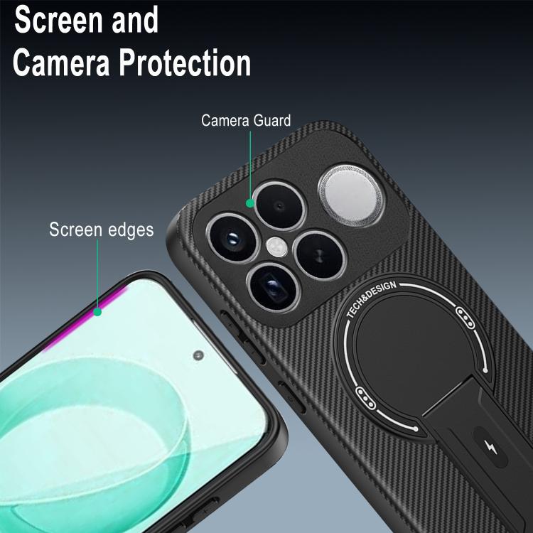 For Redmi K90 Pro Max / Poco F8 Ultra Carbon Fiber Texture MagSafe Phone Case with Holder