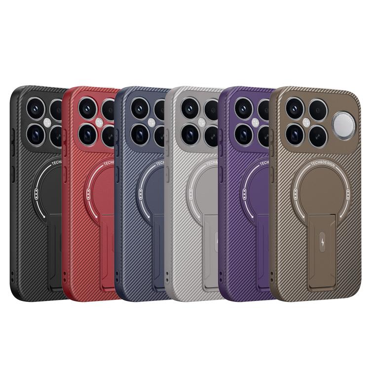 For Redmi K90 Pro Max / Poco F8 Ultra Carbon Fiber Texture MagSafe Phone Case with Holder