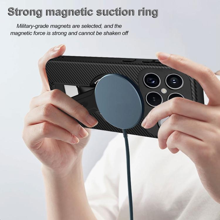 For Redmi K90 Pro Max / Poco F8 Ultra Carbon Fiber Texture MagSafe Phone Case with Holder