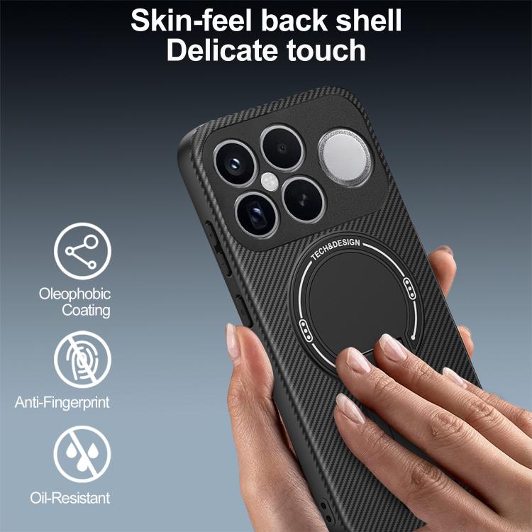 For Redmi K90 Pro Max / Poco F8 Ultra Carbon Fiber Texture MagSafe Phone Case with Holder
