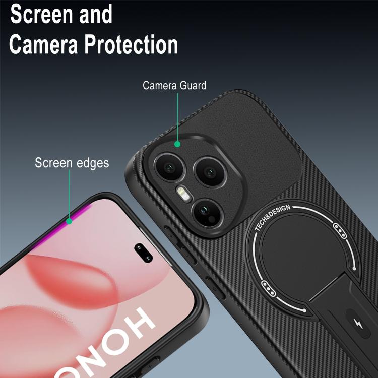 For Honor 400 Pro Global 160.8mm Carbon Fiber Texture MagSafe Phone Case with Holder