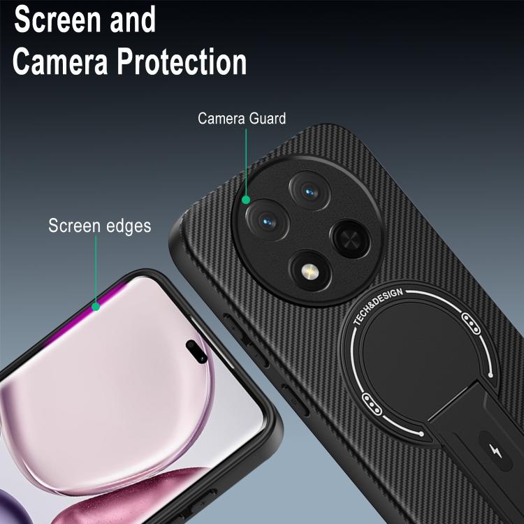 For Honor X9c / Magic7 Lite Carbon Fiber Texture MagSafe Phone Case with Holder