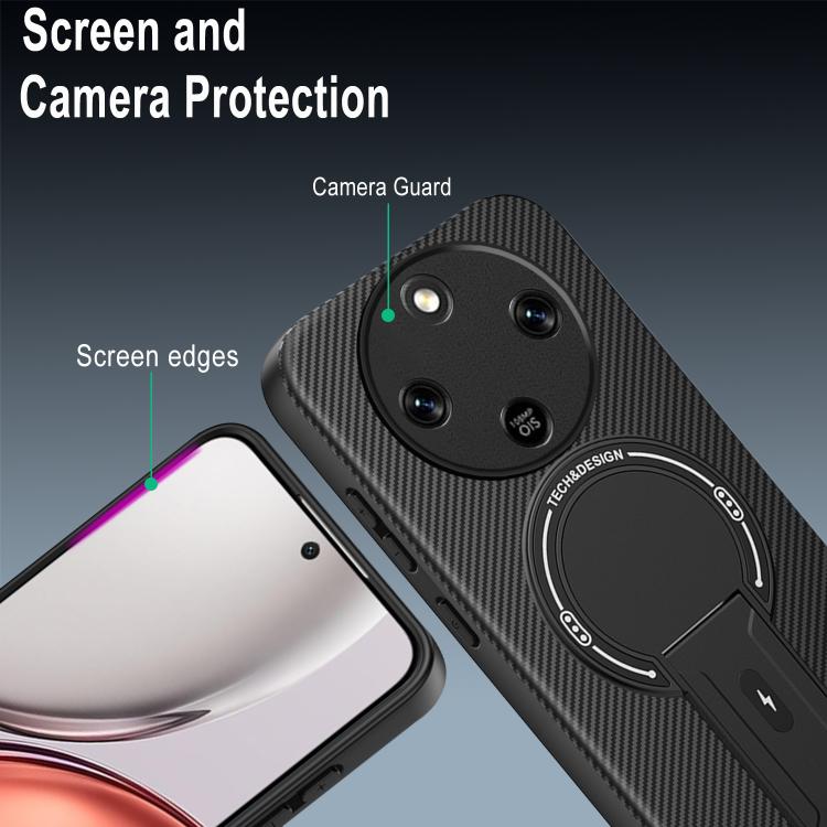 For Honor X9d 5G / X70 5G Carbon Fiber Texture MagSafe Phone Case with Holder