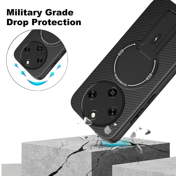 For Honor X9d 5G / X70 5G Carbon Fiber Texture MagSafe Phone Case with Holder