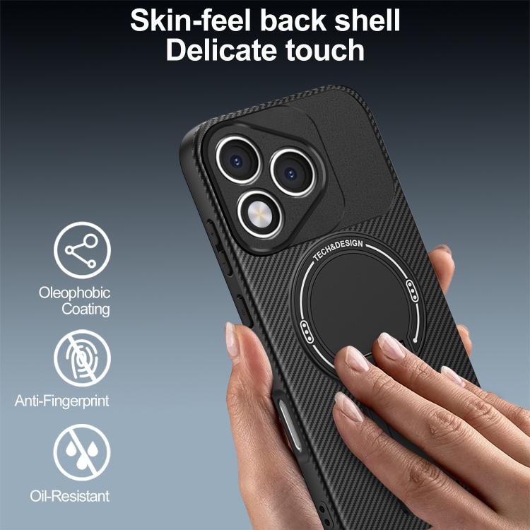 For Honor 400 Lite Global Carbon Fiber Texture MagSafe Phone Case with Holder