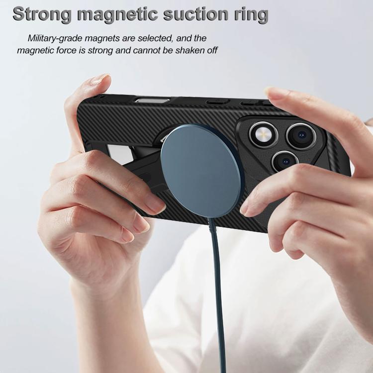 For Honor 400 Lite Global Carbon Fiber Texture MagSafe Phone Case with Holder