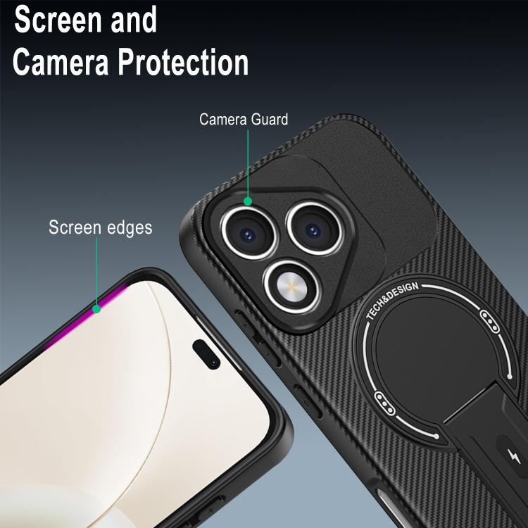 For Honor 400 Lite Global Carbon Fiber Texture MagSafe Phone Case with Holder