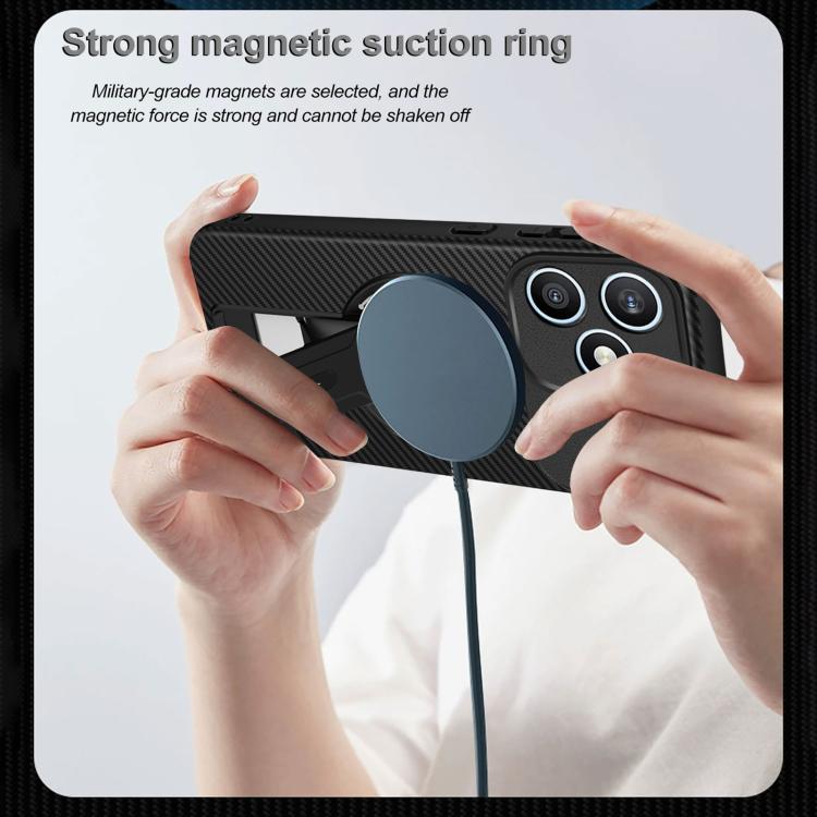 For Honor X8d 4G Carbon Fiber Texture MagSafe Phone Case with Holder