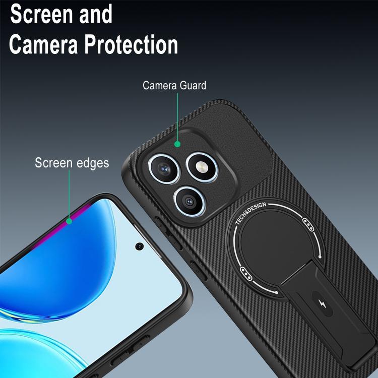 For Honor X8d 4G Carbon Fiber Texture MagSafe Phone Case with Holder