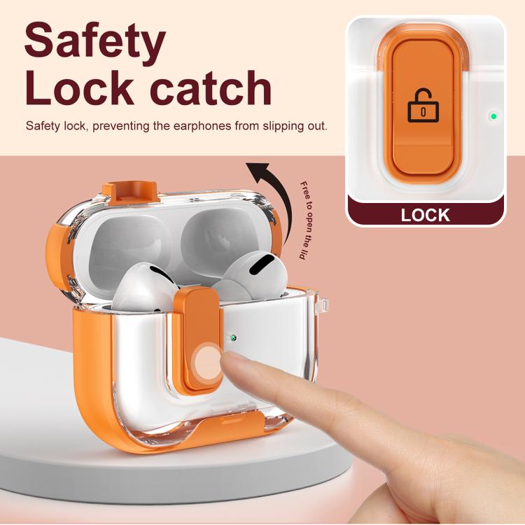 For AirPods Pro 2 Lock Transparent Crystal Bluetooth Earphone Protective Case with Stand