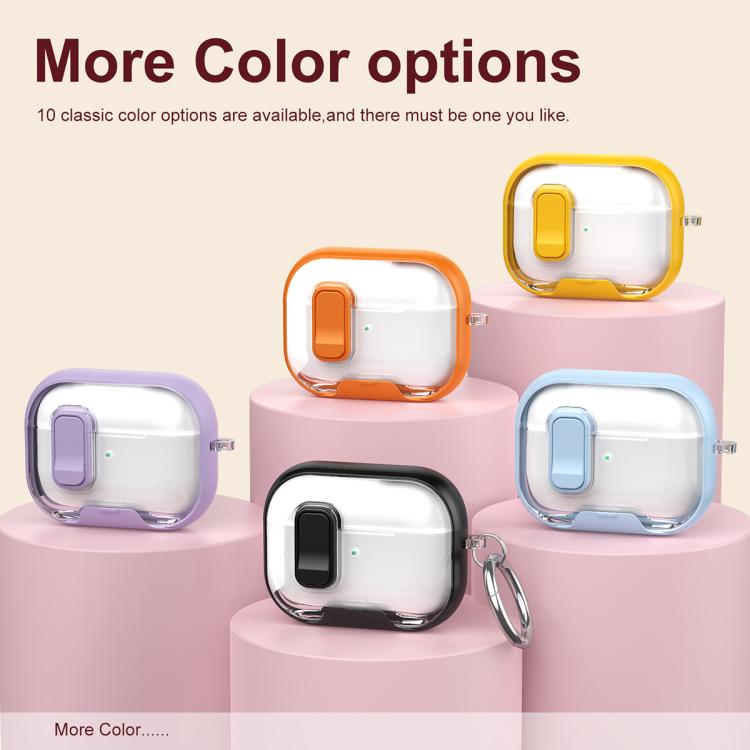 For AirPods Pro Lock Transparent Crystal Bluetooth Earphone Protective Case with Stand