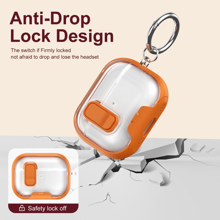 For AirPods Pro Lock Transparent Crystal Bluetooth Earphone Protective Case with Stand