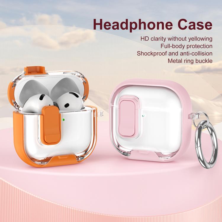 For AirPods 4 Lock Transparent Crystal Bluetooth Earphone Protective Case with Stand