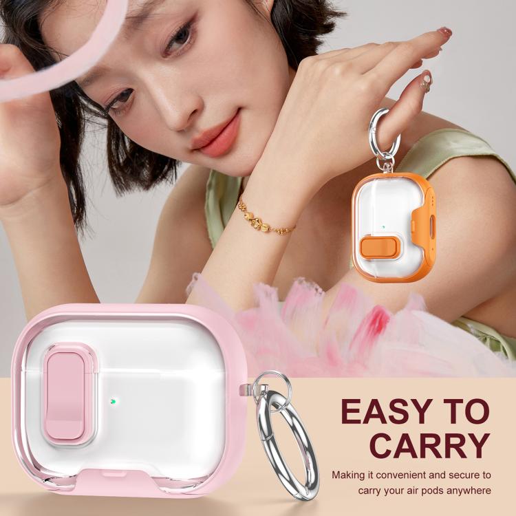 For AirPods 4 Lock Transparent Crystal Bluetooth Earphone Protective Case with Stand
