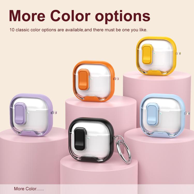 For AirPods 4 Lock Transparent Crystal Bluetooth Earphone Protective Case with Stand