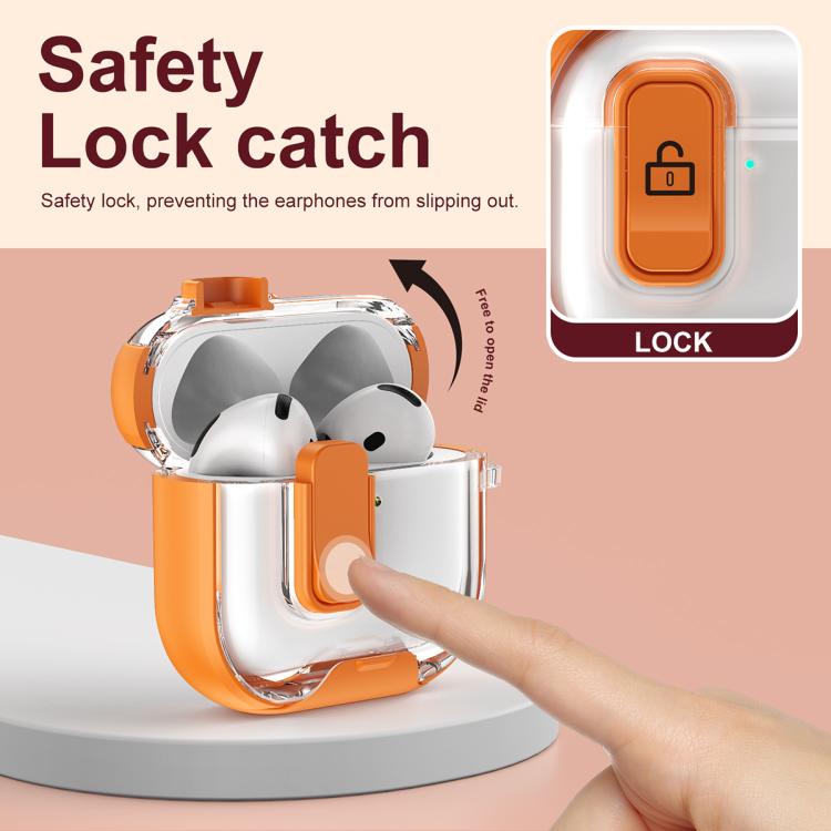 For AirPods 4 Lock Transparent Crystal Bluetooth Earphone Protective Case with Stand