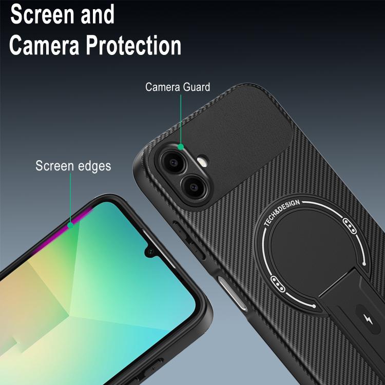 For Samsung Galaxy A06 4G / 5G Carbon Fiber Texture MagSafe Phone Case with Holder