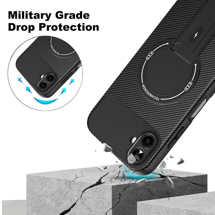 For Samsung Galaxy A06 4G / 5G Carbon Fiber Texture MagSafe Phone Case with Holder