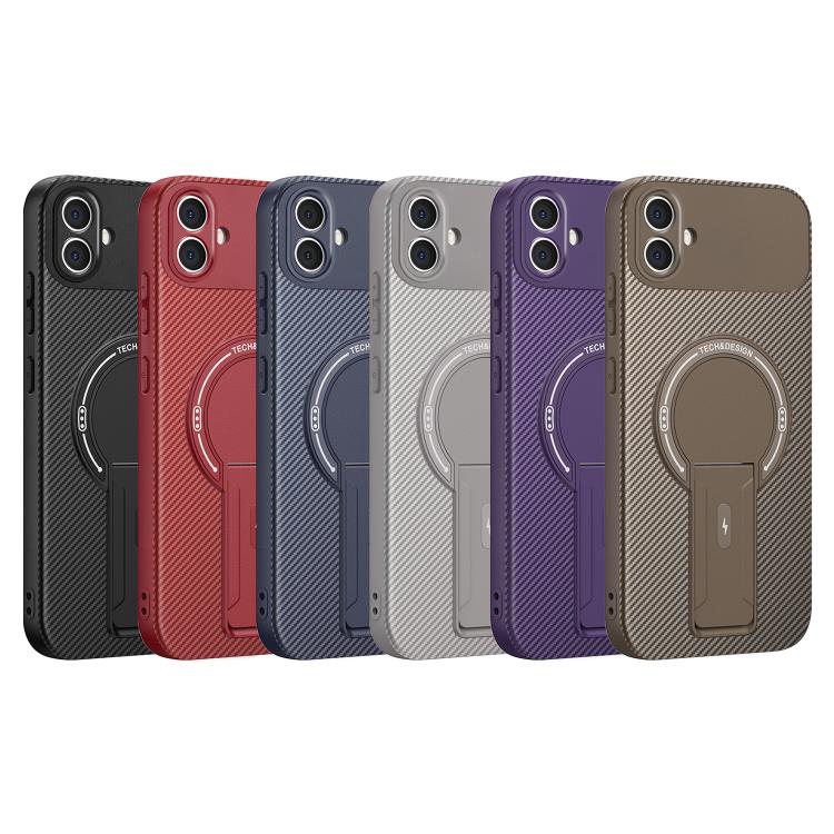For Samsung Galaxy A05 / F05 / M05 Carbon Fiber Texture MagSafe Phone Case with Holder