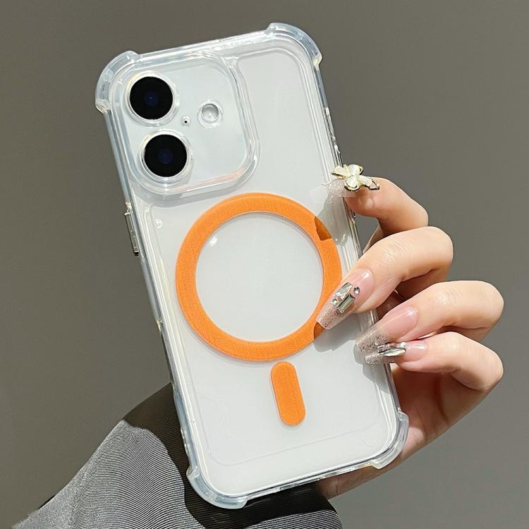 For iPhone 16 Electroplating TPU Hybrid PC Four Corners Shockproof MagSafe Phone Case