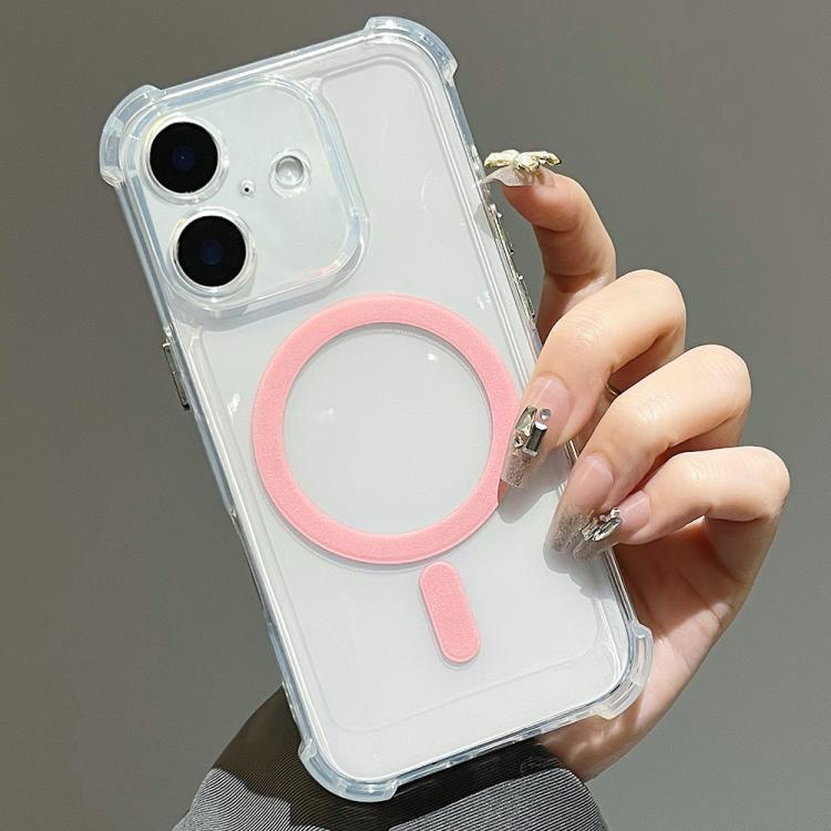 For iPhone 16 Electroplating TPU Hybrid PC Four Corners Shockproof MagSafe Phone Case
