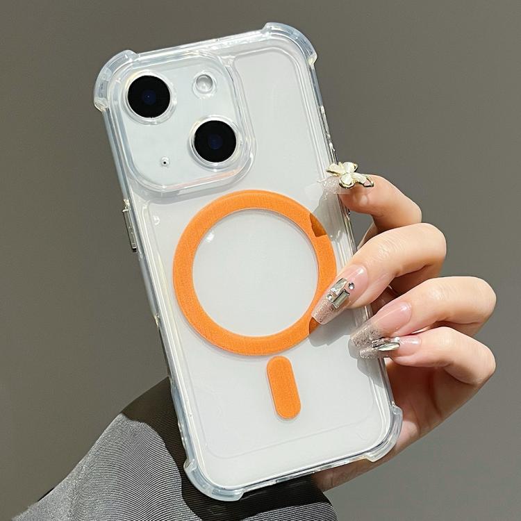 For iPhone 15 Plus Electroplating TPU Hybrid PC Four Corners Shockproof MagSafe Phone Case