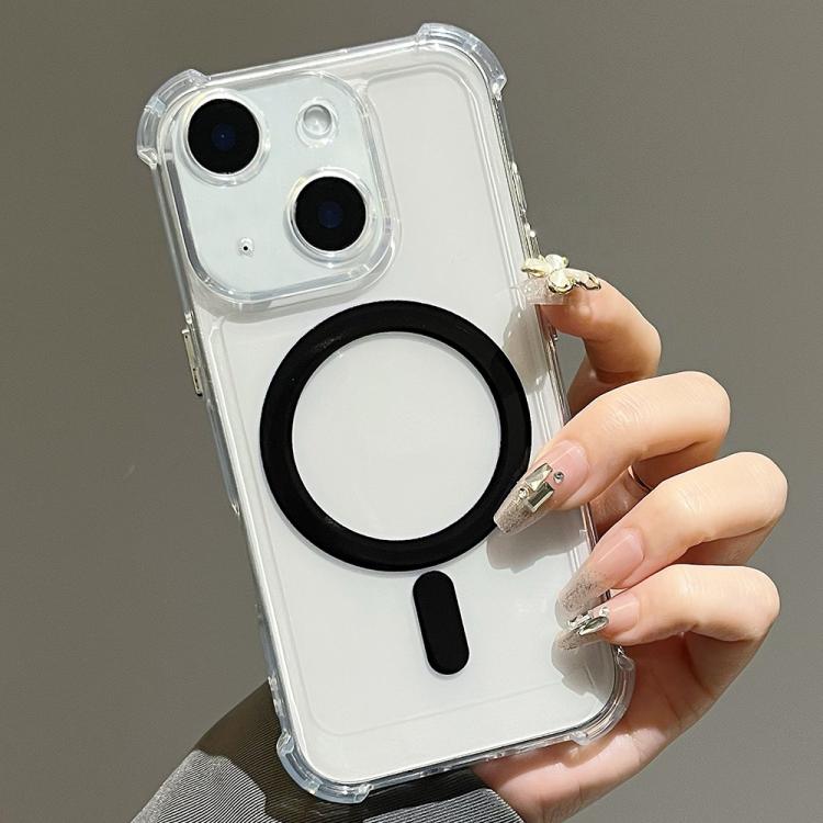 For iPhone 15 Electroplating TPU Hybrid PC Four Corners Shockproof MagSafe Phone Case