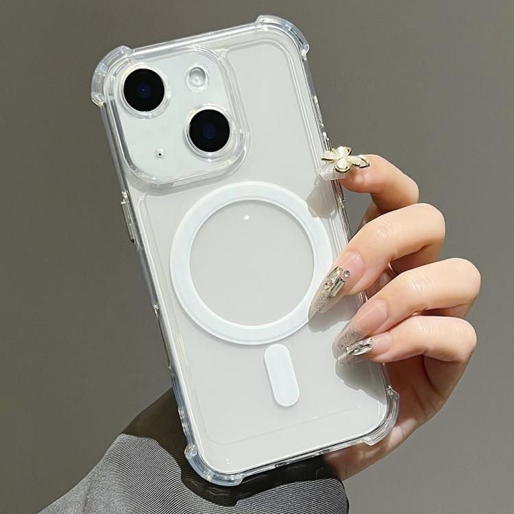 For iPhone 15 Electroplating TPU Hybrid PC Four Corners Shockproof MagSafe Phone Case