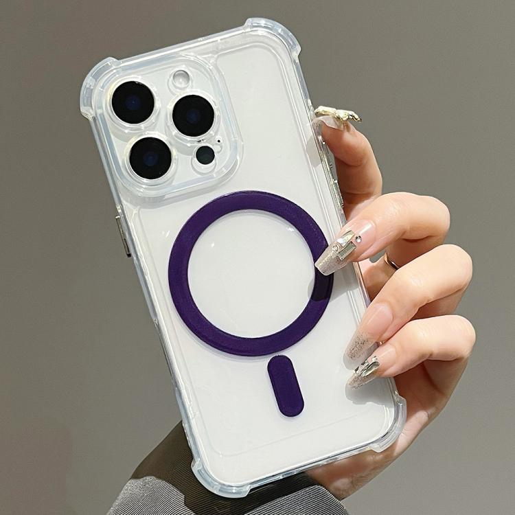 For iPhone 14 Pro Electroplating TPU Hybrid PC Four Corners Shockproof MagSafe Phone Case