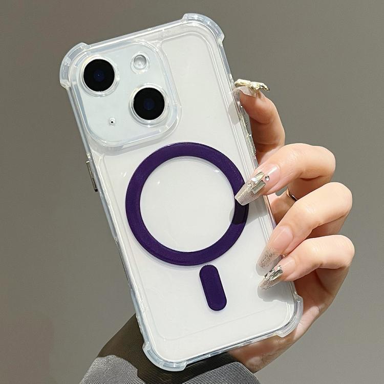 For iPhone 13 Electroplating TPU Hybrid PC Four Corners Shockproof MagSafe Phone Case
