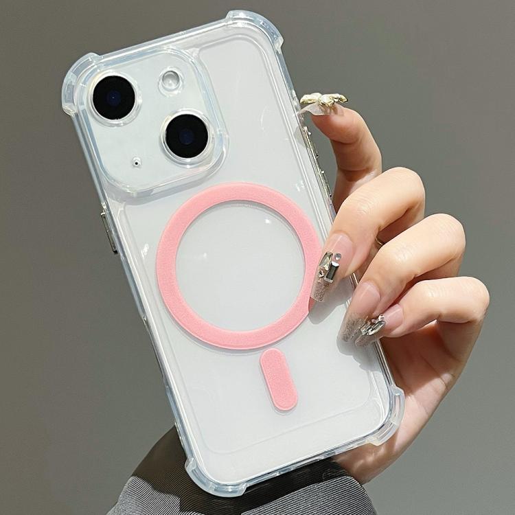 For iPhone 13 Electroplating TPU Hybrid PC Four Corners Shockproof MagSafe Phone Case