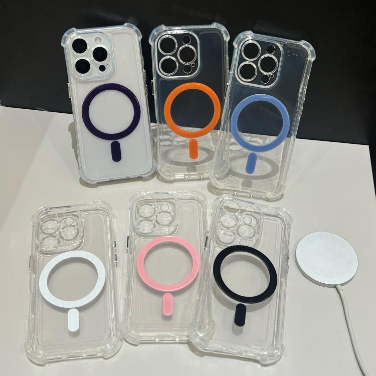 For iPhone 14 Pro Electroplating TPU Hybrid PC Four Corners Shockproof MagSafe Phone Case