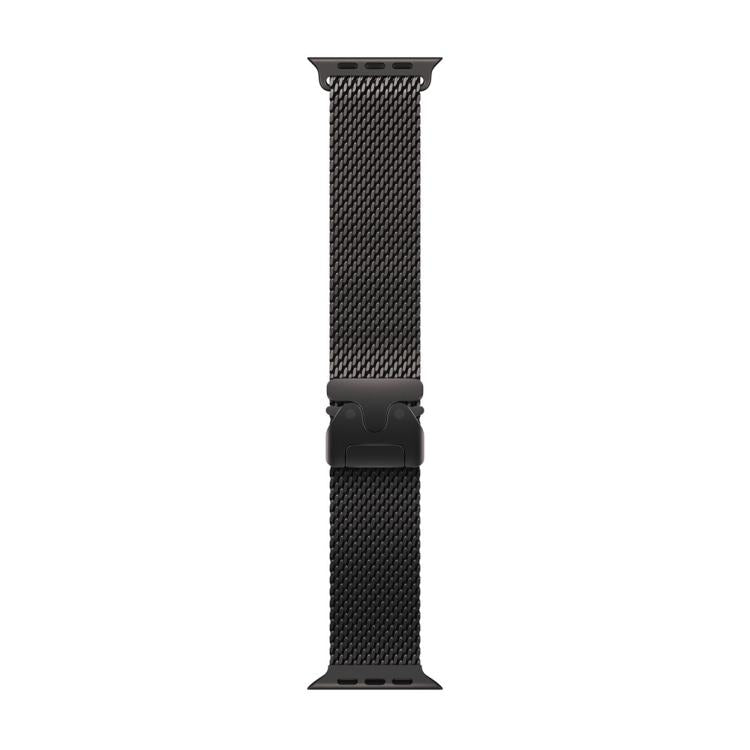 For Apple Watch Series 10 46mm Umbrella Buckle Milanese Stainless Steel Watch Band with 3D Curved Film