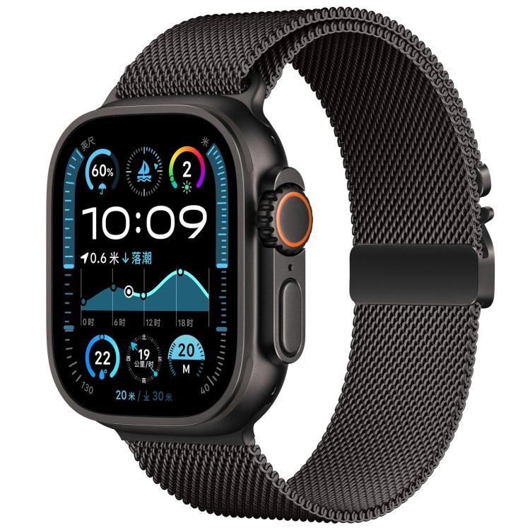 For Apple Watch Series 10 42mm Umbrella Buckle Milanese Stainless Steel Watch Band with 3D Curved Film