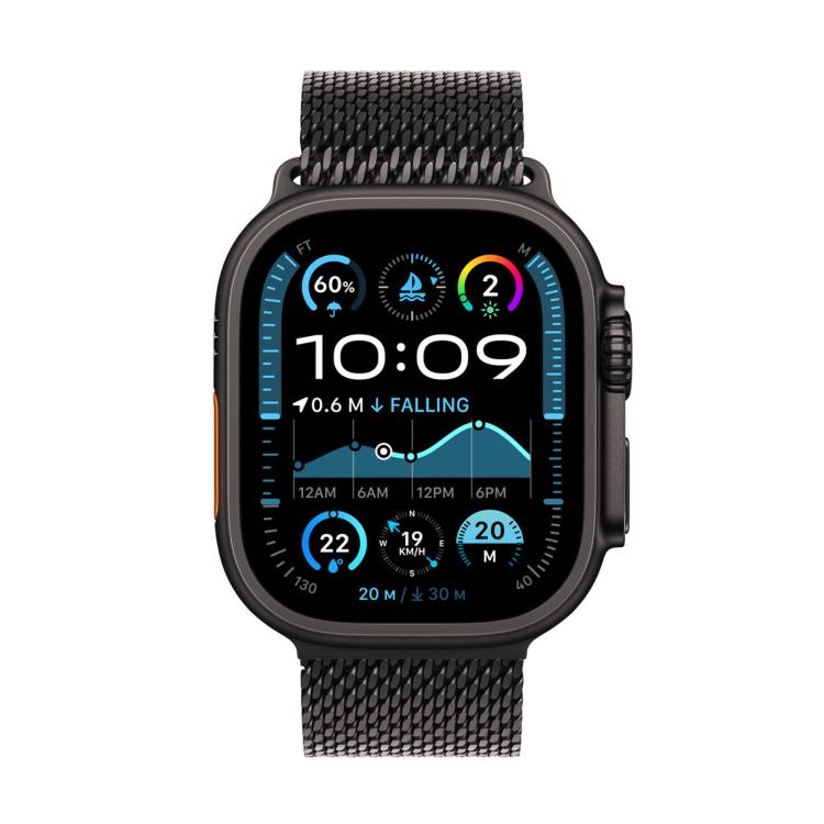 For Apple Watch Series 10 42mm Umbrella Buckle Milanese Stainless Steel Watch Band with 3D Curved Film