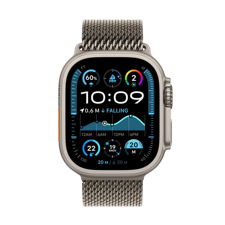 For Apple Watch Ultra 2 / 1 49mm Umbrella Buckle Milanese Stainless Steel Watch Band with 3D Curved Film
