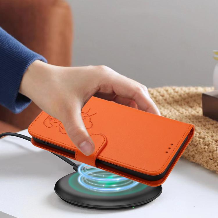 For Itel S25 4G Embossed Heart Cat Leather Phone Case with Hand Strap