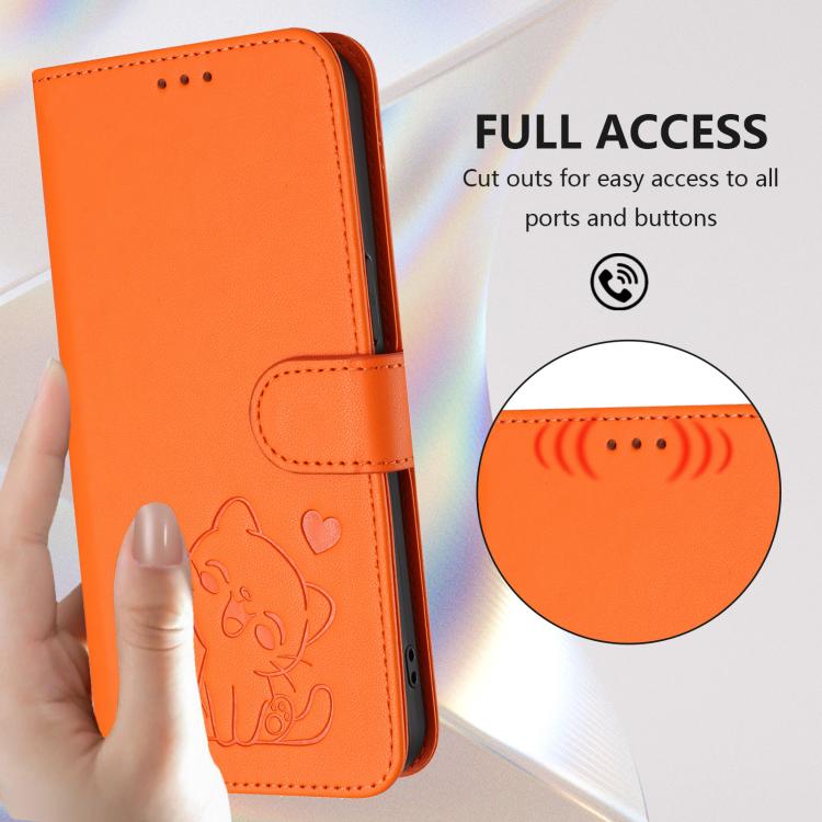 For Tecno Camon 30 Pro Embossed Heart Cat Leather Phone Case with Hand Strap