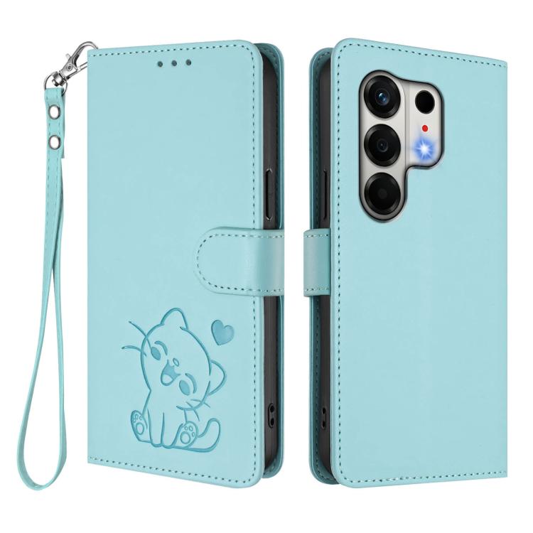 For Tecno Camon 50 4G Embossed Heart Cat Leather Phone Case with Hand Strap