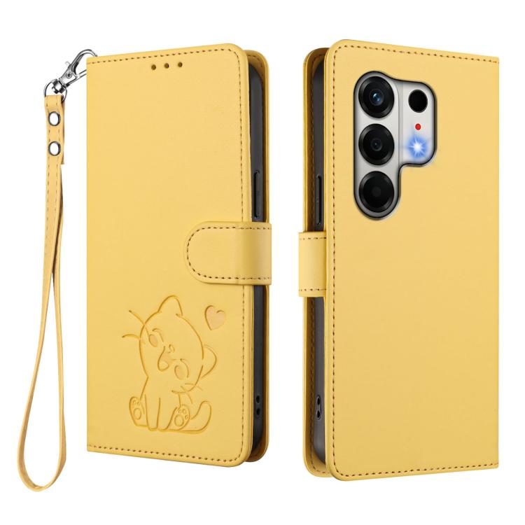 For Tecno Camon 50 4G Embossed Heart Cat Leather Phone Case with Hand Strap