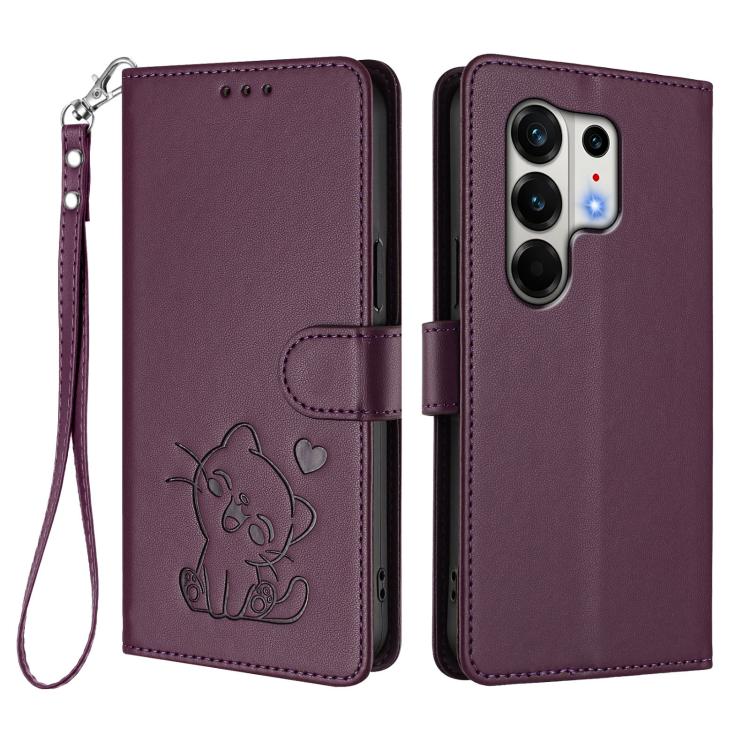 For Tecno Camon 50 Pro 4G Embossed Heart Cat Leather Phone Case with Hand Strap