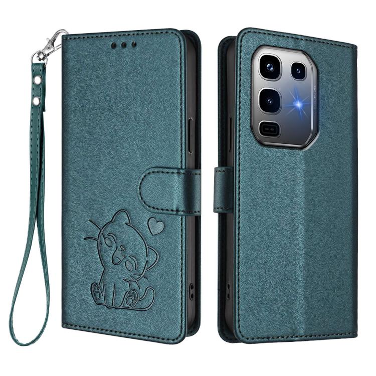 For Infinix Note 50 Pro+ 5G Embossed Heart Cat Leather Phone Case with Hand Strap