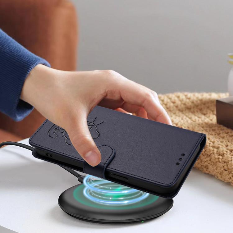 For Infinix Hot 20S / 20 Pro Embossed Heart Cat Leather Phone Case with Hand Strap
