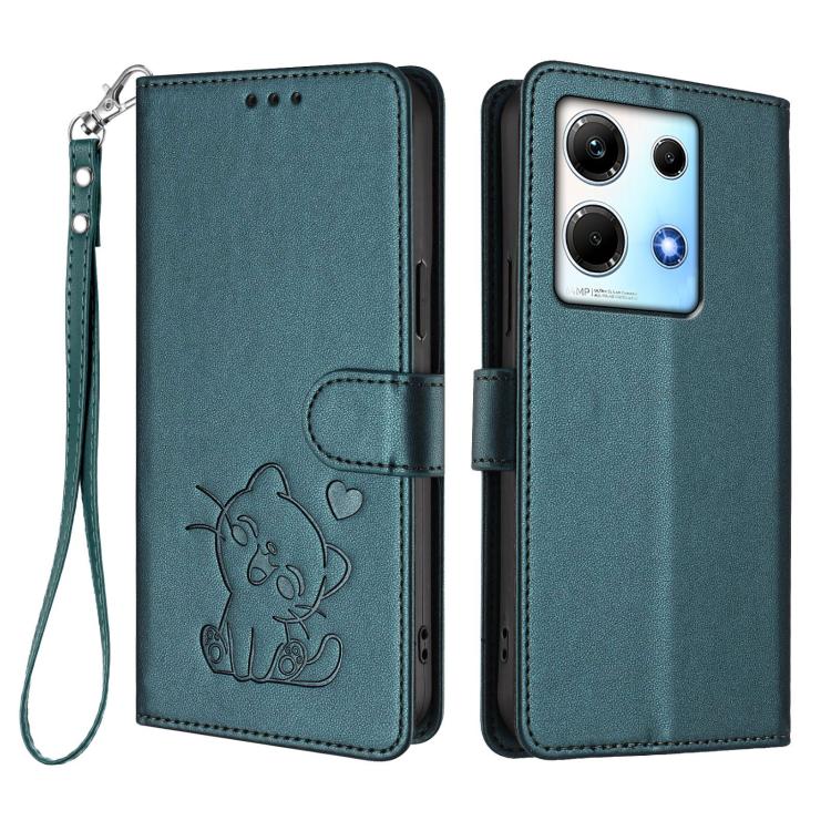 For Infinix Note 30 4G / 5G Embossed Heart Cat Leather Phone Case with Hand Strap
