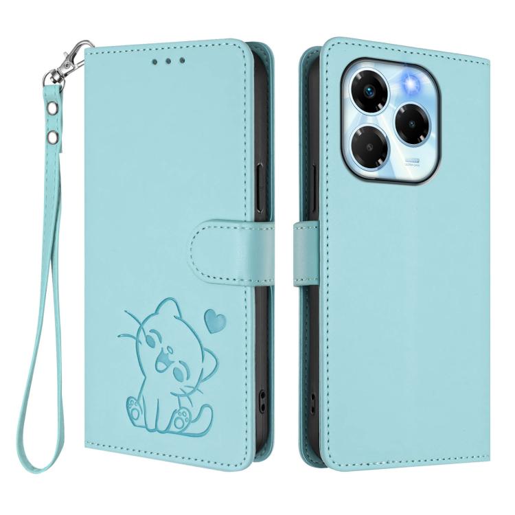 For Infinix Note 40X 5G Embossed Heart Cat Leather Phone Case with Hand Strap