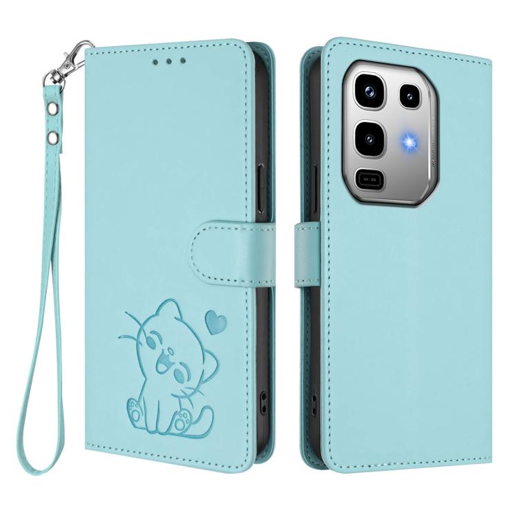 For Infinix Note 50 Pro 4G / 50 4G Embossed Heart Cat Leather Phone Case with Hand Strap